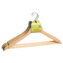 Pack 3 Perchas de Madera Recta 450 mm Oryx con Ganchos Metálicos