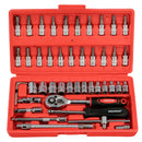 Juego Llaves De Vaso y Puntas 1/4 46 Piezas. Con Apadtador. Cromo Vanadio, Kit Llave Combinada, Kit Carraca, Juego Llaves Vaso