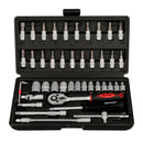 Juego Llaves De Vaso y Puntas 1/4 46 Pzs. Con Apadtador. Cromo Vanadio, Kit Llave Combinada, Kit Carraca,