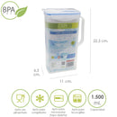 Jarra Plastico Cuadrada 1.500 ml. 11 x 6.5 x 22.5 (alt) cm.