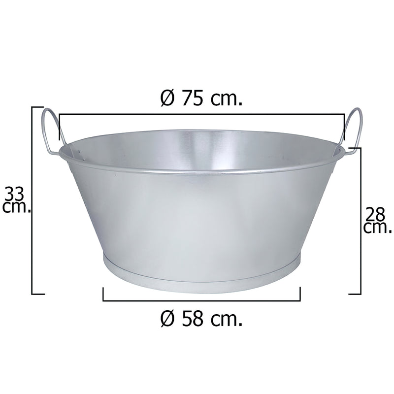 Barreño Galvanizado Baño  30  75x28 cm. 70 Litros