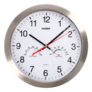 Reloj De Pared Ø 30 cm. Con Higrometro y Termometro. Frontal En Acero