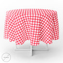 Mantel Hule Redondo Cuadros Rojos Impermeable Antimanchas PVC Ø140 cm. Uso Interior y Exterior