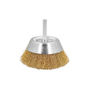 Cepillo Acero Latonado Para Taladro Taza Ø 75 mm. Espiga 1/4 Cepillo Taladro Alambre Latón, Cepillo Limpieza, Cepillo Pulir.