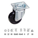 Rueda Domestica Poliamida Negra Placa 60 mm.