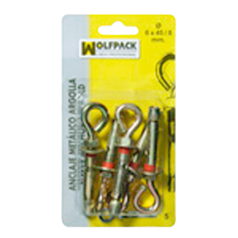Anclaje Metálico Argolla 6x 45/ 8 mm. (5 Piezas)