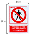 Cartel Prohibido el Paso Persona Ajena Empresa 30x21 cm.