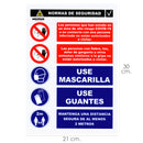 Cartel Combinado Aviso Normas Seguridad 30x21cm.
