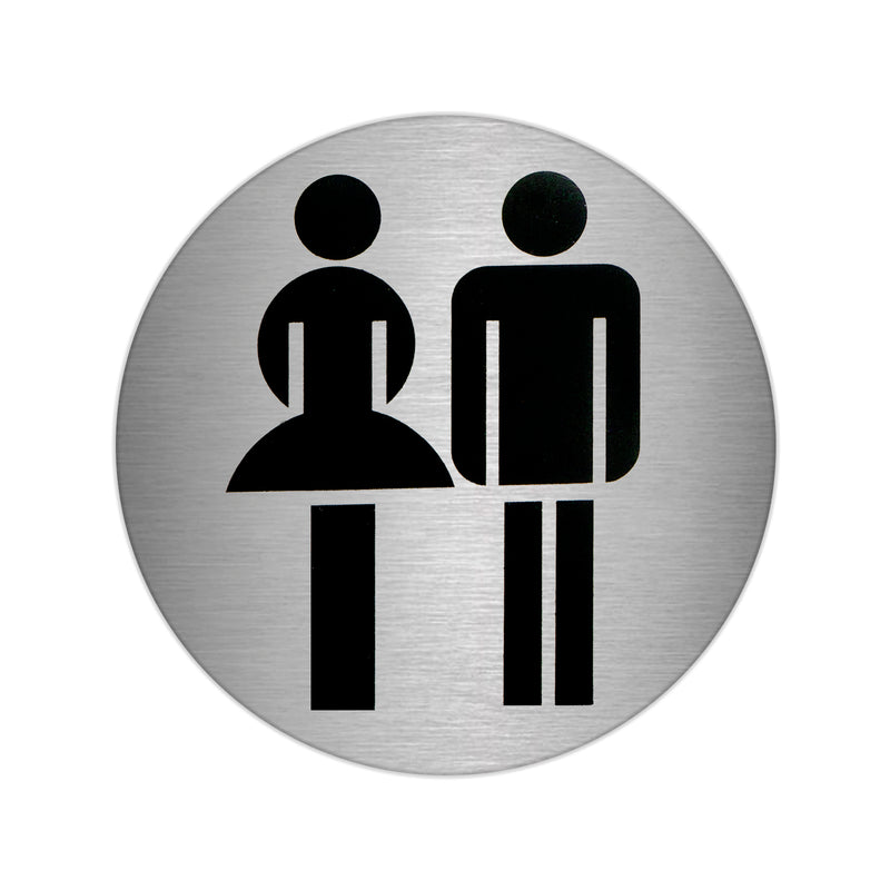 Placa Adhesiva Baño Mujer / Hombre Acero Inoxidable Ø 7 cm.