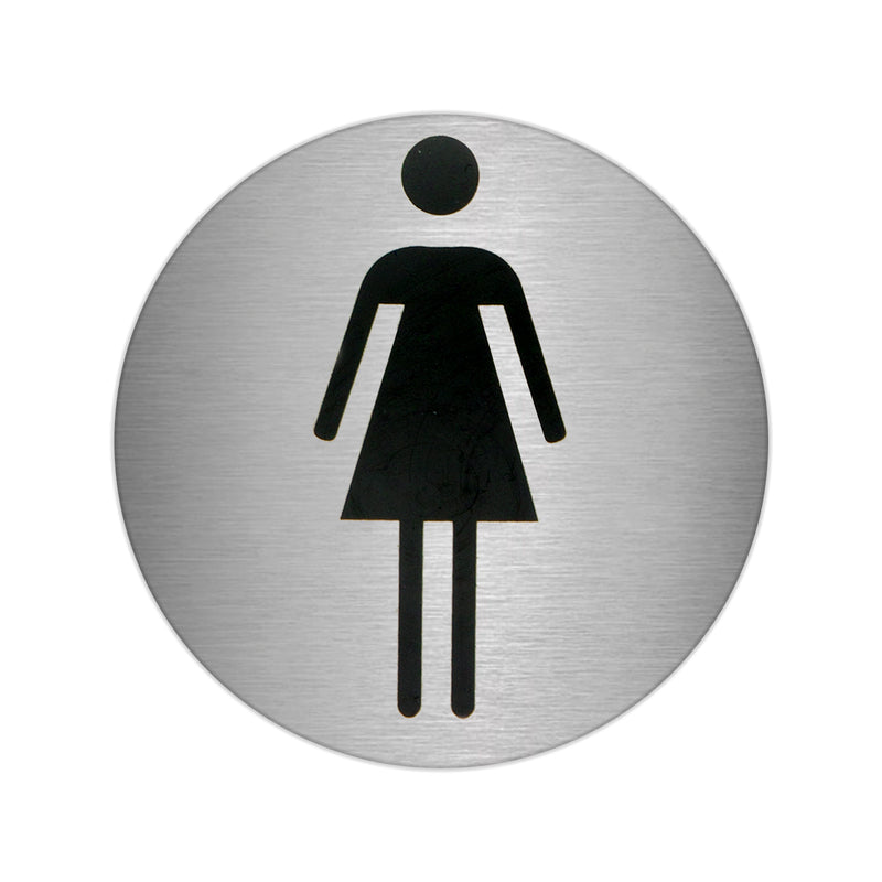 Placa Adhesiva Baño Mujer Acero Inoxidable Ø 7 cm.