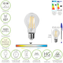 Bombilla Led Filamento Standar Rosca E27. 10 Watt. Equivale A 80 Watt. 1521 Lumenes. Luz Neutra 4000º K.
