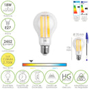 Bombilla Led Filamento Standar Rosca E27. 18 Watt. Equivale A 130 Watt. 2462 Lumenes. Luz Calida 2.700 º K.