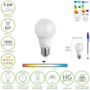 Bombilla Led Estandar Rosca E27. 9.5 Watt. Equivale A 75 Watt. 1055 Lumenes. Luz Neutra (4000º K.)