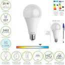 Bombilla Led Estandar Rosca E27. 20  Watt. Equivale A 150 Watt. 2452 Lumenes. Luz Fria (6500º K.)