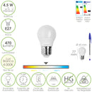Bombilla Led Esferica Rosca E27 4.5 Watt. Equivale A 55 Watt. 470 Lumenes. Luz Neutra (4000º K)