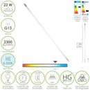 Tubo Led T8 150 cm. 22 Watt. Equivale A 150 Watt. 2300 Lumenes. Luz Fria 6500º K.